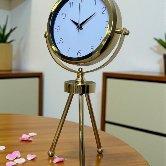 ® Yeni Ürün Luxe Glow Gold Üç Ayaklı Metal Masa Saati