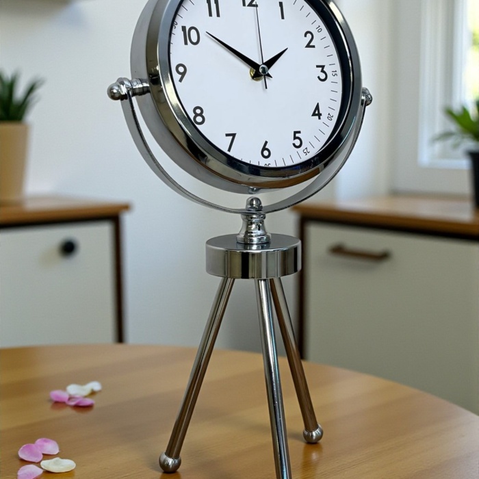 ® Yeni Ürün Krom Modern Classic Üç Ayaklı Metal Masa Saati