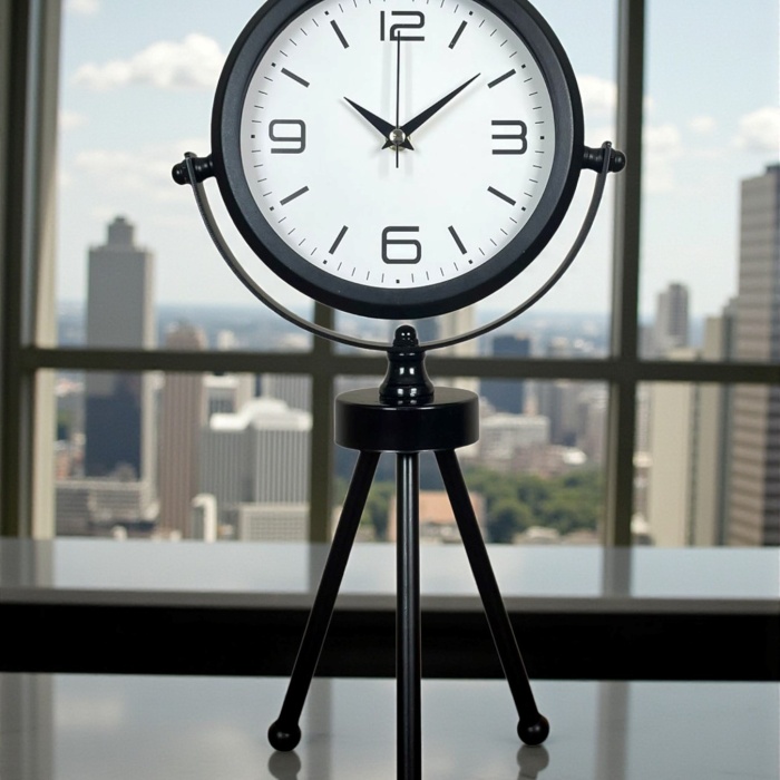 ® Yeni Ürün Black Elegant Metal Üç Ayaklı Masa Saati