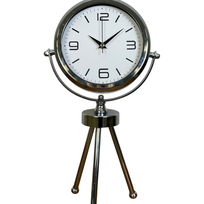 ® Yeni Ürün Elegance Krom Tripod Üç Ayaklı Metal Masa Saati