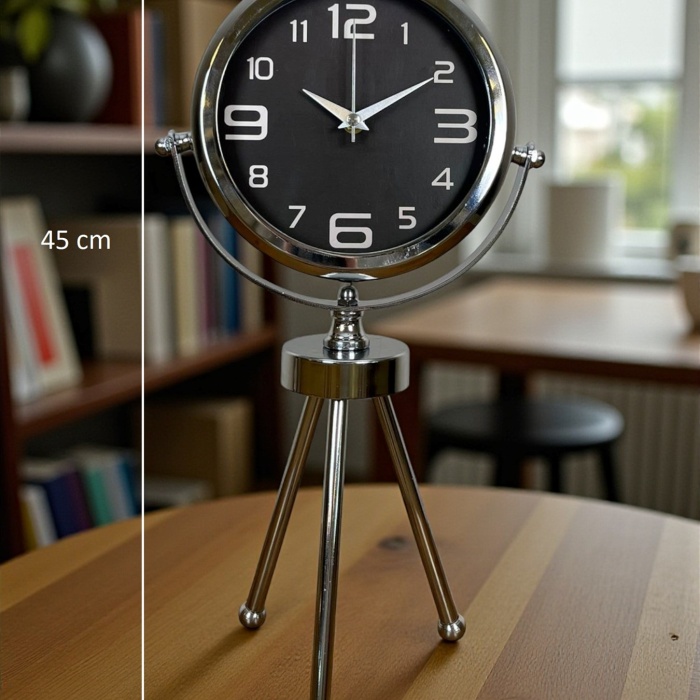 ® Yeni Ürün Krom Asil Üç Ayaklı Metal Masa Saati