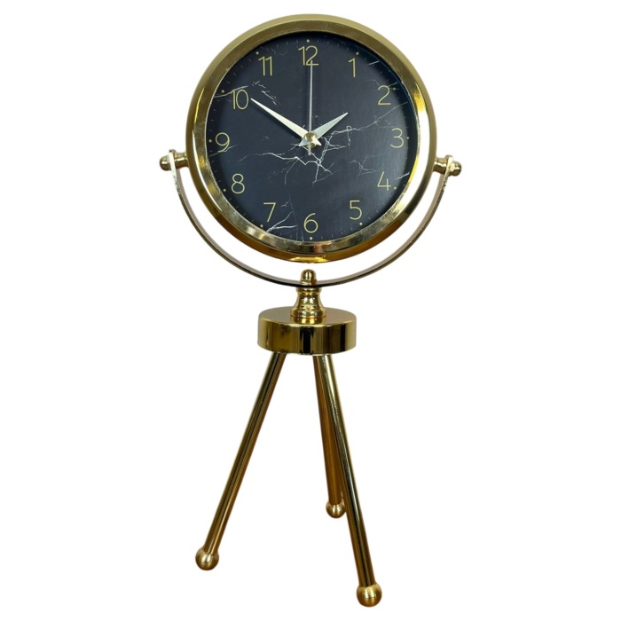 ® Yeni Ürün Gold & Black Uyumlu Şık Üç Ayaklı Metal Masa Saati