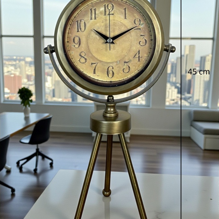 ® Yeni Ürün Eskitme Vintage Üç Ayaklı Masa Saati