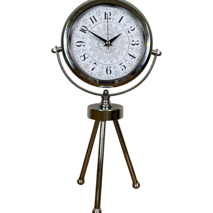 ® Yeni Ürün Krom Motif Tasarım Üç Ayaklı Metal Masa Saati