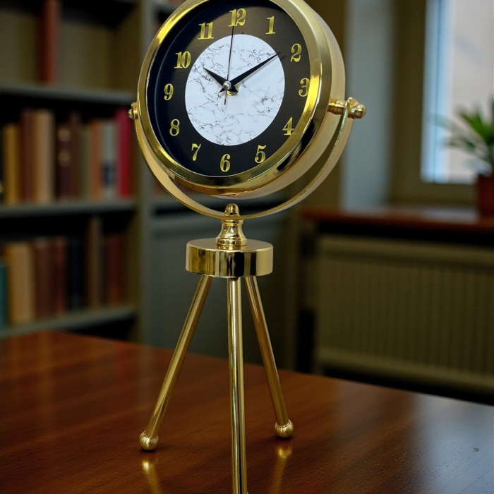® Yeni Ürün Golden Marble Üç Ayaklı Metal Masa Saati