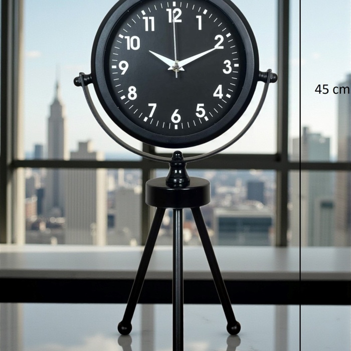 ® Yeni Ürün Black Luxury Modern Üç Ayaklı Metal Masa Saati