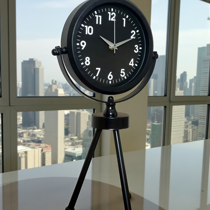 ® Yeni Ürün Black Luxury Modern Üç Ayaklı Metal Masa Saati