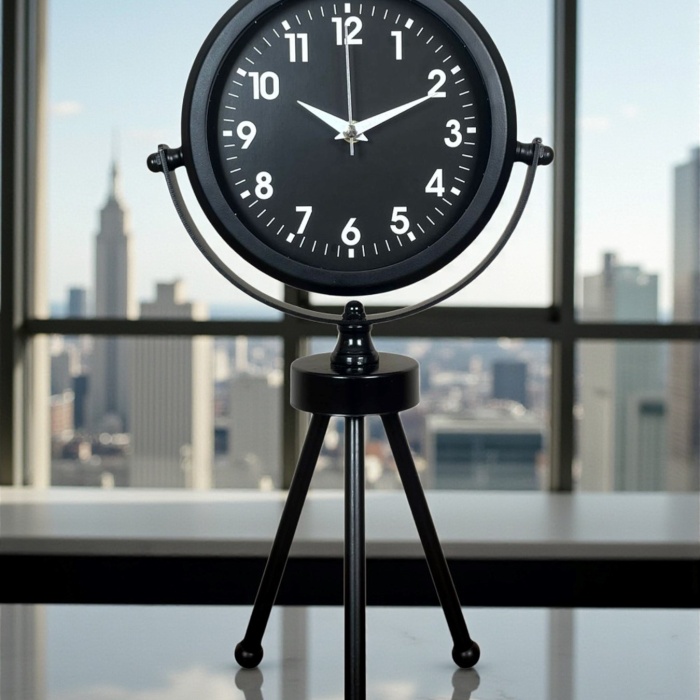 ® Yeni Ürün Black Luxury Modern Üç Ayaklı Metal Masa Saati