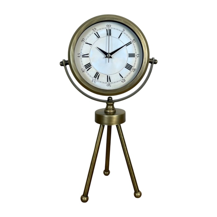 ® Yeni Ürün Eskitme Roma Rakamlı Tripod Üç Ayaklı Metal Masa Saati