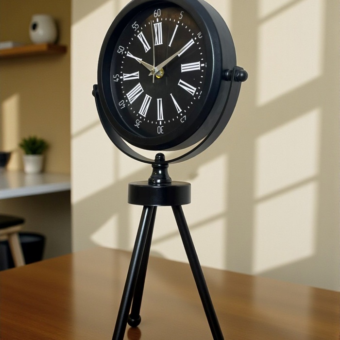 ® Yeni Ürün Heritage Black Üç Ayaklı Metal Masa Saati