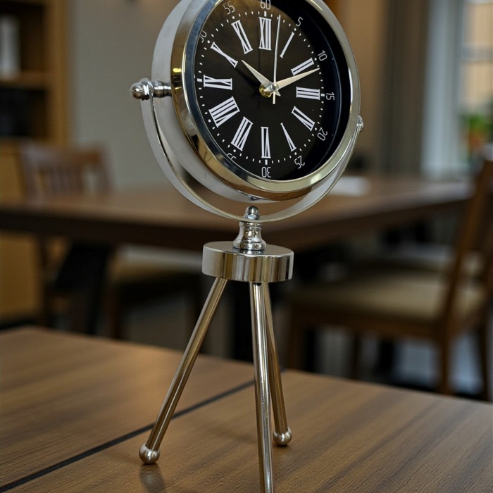 ® Yeni Ürün Prime Krom Üç Ayaklı Metal Masa Saati