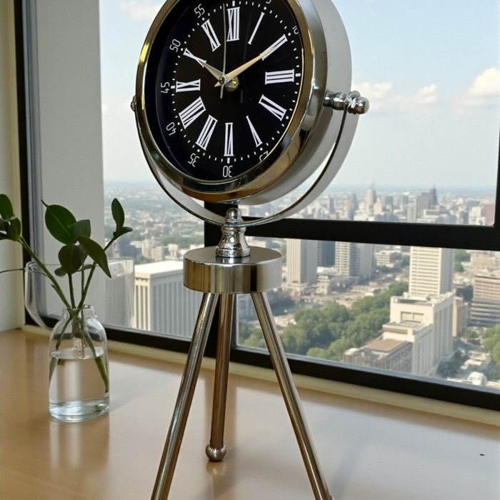 ® Yeni Ürün Prime Krom Üç Ayaklı Metal Masa Saati