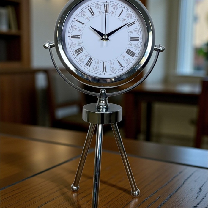 ® Yeni Ürün Asalet Krom Üç Ayaklı Metal Masa Saati