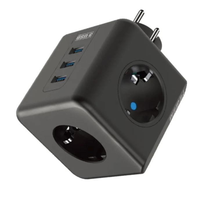 ® Yeni Ürün Isıya Dayanıklı Termal Akım Korumalı ve Çocuk Korumalı 3 Priz Girişli 3 USB Girişli Küp Priz