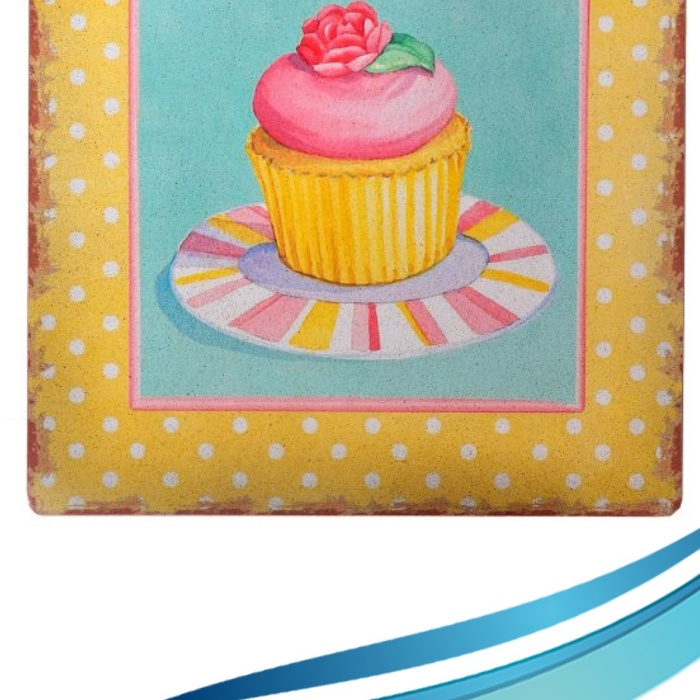 ® Yeni Ürün Decotown Duvar Panosu 40*40 Cup Cake Muffin Motifli Duvar Süsü