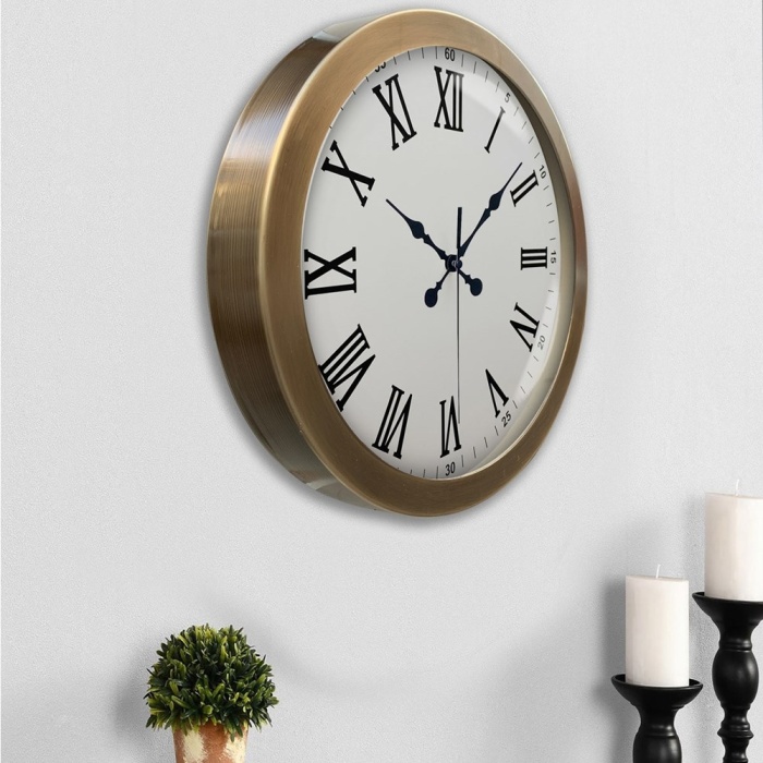 ® Yeni Ürün 36 cm Eskitme Metal Roma Rakamlı Duvar Saati