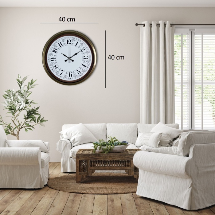 Eskitme Motifli 40 Cm Metal Duvar Saati