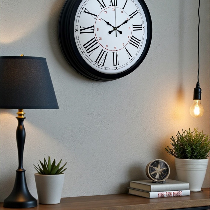 Zentime Siyah Asil Tasarım Roma Rakamlı 40 cm Metal Duvar Saati