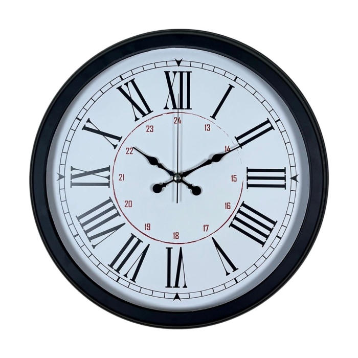 Zentime Siyah Asil Tasarım Roma Rakamlı 40 cm Metal Duvar Saati