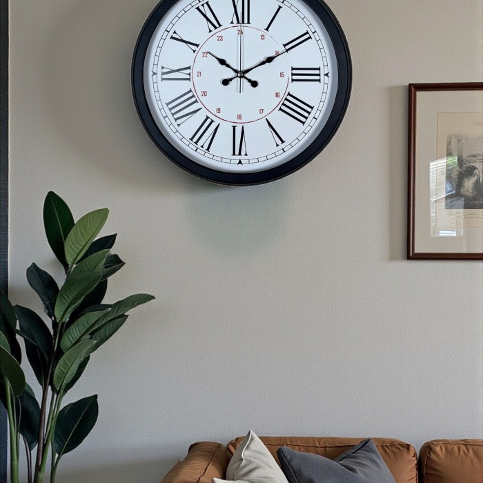 Zentime Siyah Asil Tasarım Roma Rakamlı 40 cm Metal Duvar Saati