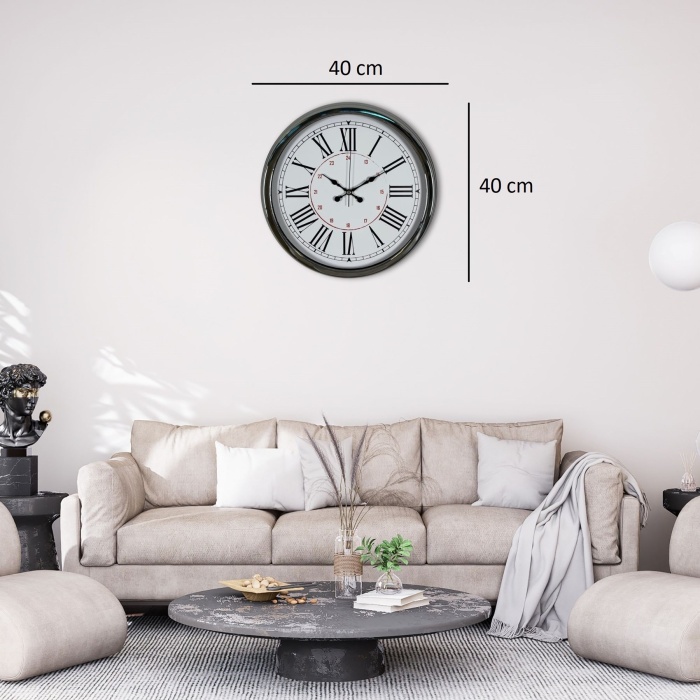 Silver Elegance 40 Cm Krom Metal Duvar Saati
