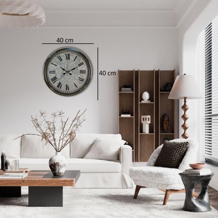 Atlas Silver 40 Cm Metal Duvar Saati