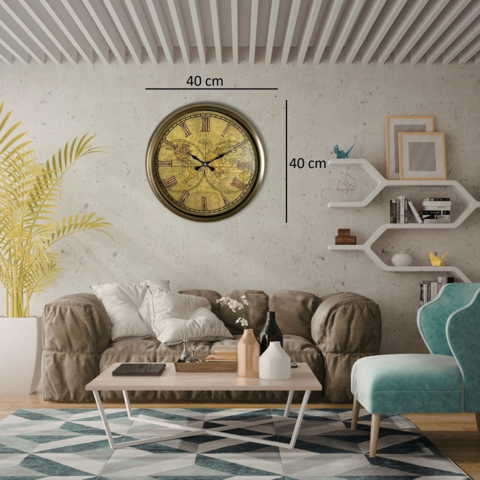 Vintage Atlas Majestic 40 Cm Metal Duvar Saati