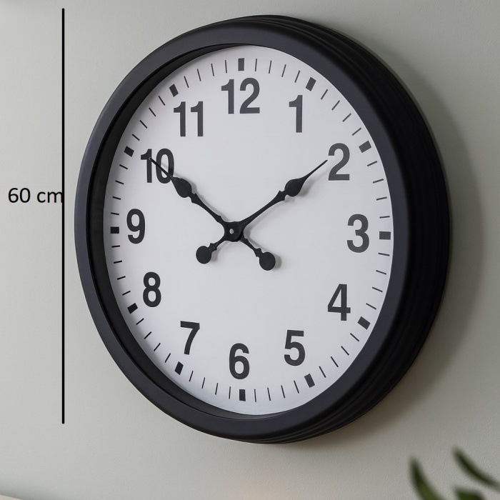 60 cm Siyah Metal Duvar Saati