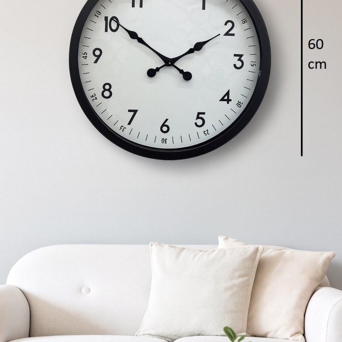 60 cm Siyah Dekoratif Metal Duvar Saati