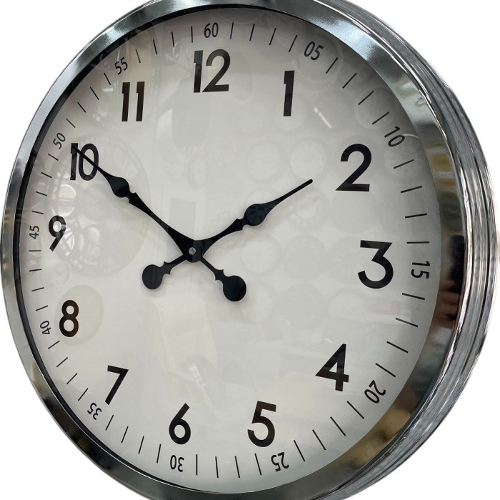 60 cm Krom Metal Dekoratif Duvar Saati