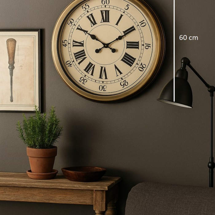 60 Cm Eskitme Metal Eskitme Kadran Duvar Saati