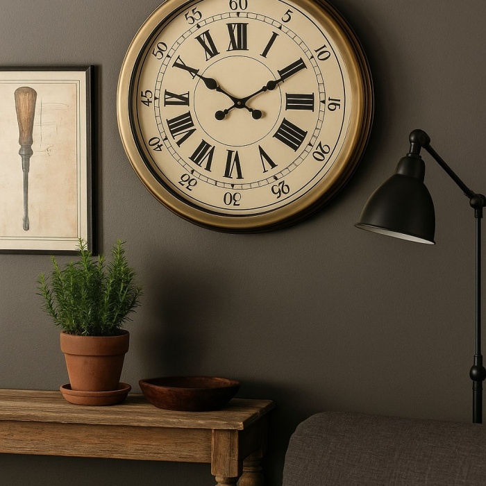 60 Cm Eskitme Metal Eskitme Kadran Duvar Saati