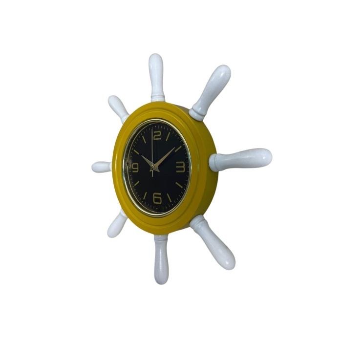 Sarı Modern Kavelalı Dümen Duvar Saati