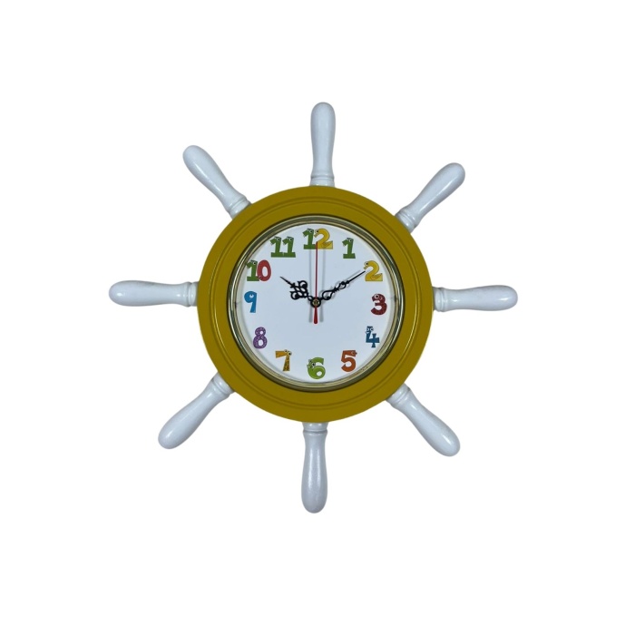 Sarı Çocuk Odası Kamelalı Dümen Duvar Saati