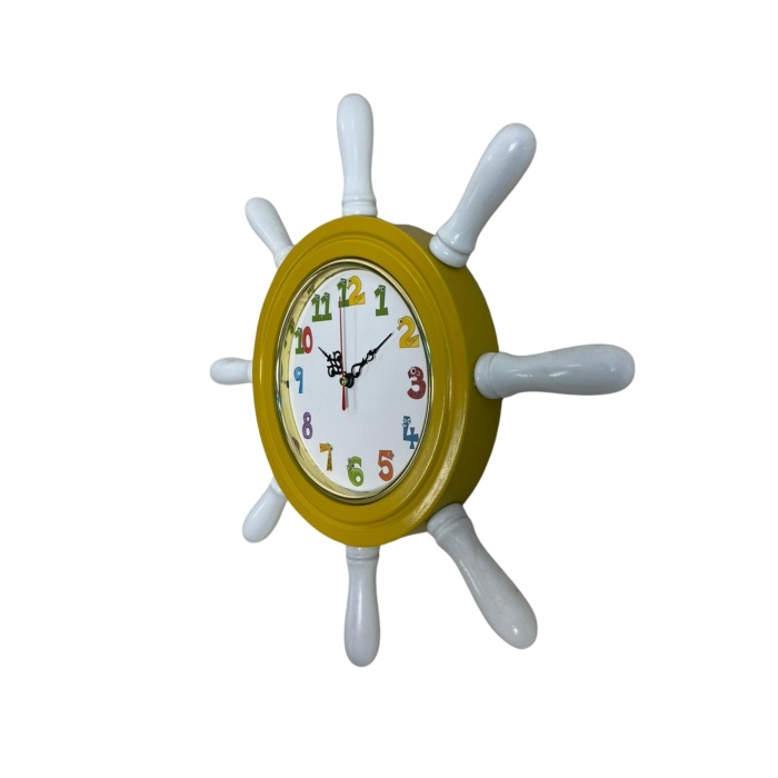 Sarı Çocuk Odası Kamelalı Dümen Duvar Saati