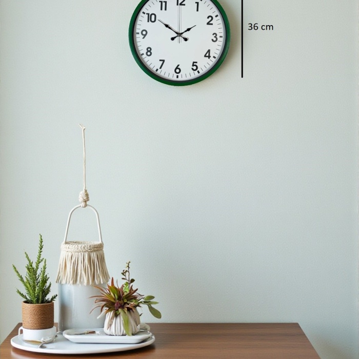 ® Yeni Ürün 36 Cm Standart Yeşil Duvar Saati