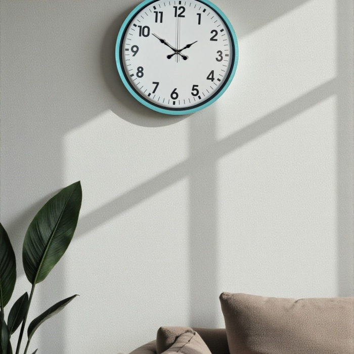 ® Yeni Ürün 36 Cm Turkuaz Dekoratif Duvar Saati