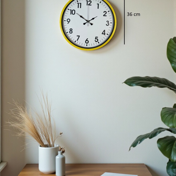 ® Yeni Ürün 36 Cm Standart Sarı Duvar Saati