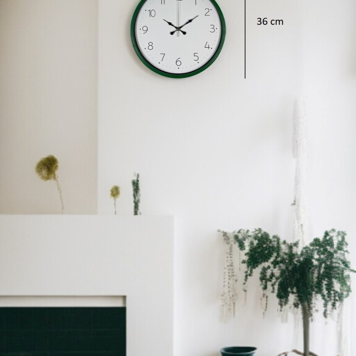 ® Yeni Ürün 36 Cm Yeşil Dekoratif Duvar Saati
