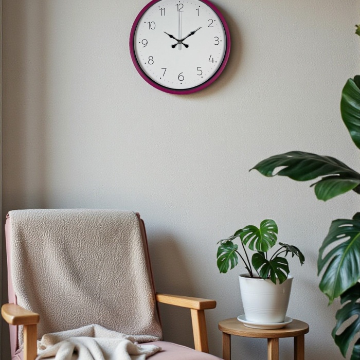 ® Yeni Ürün 36 Cm Pembe Standart Duvar Saati