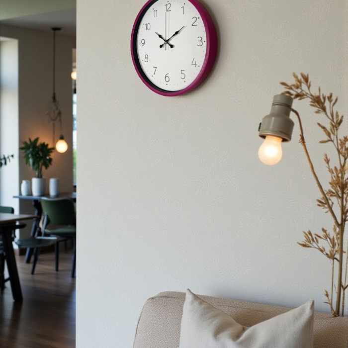 ® Yeni Ürün 36 Cm Pembe Standart Duvar Saati