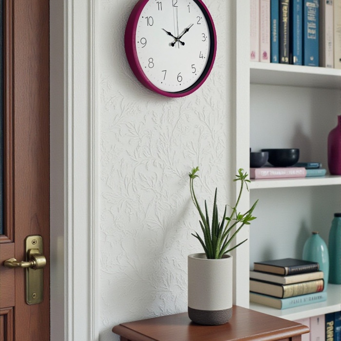 ® Yeni Ürün 36 Cm Pembe Standart Duvar Saati