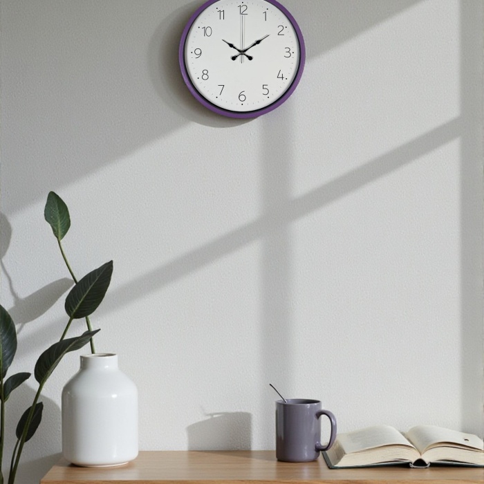 ® Yeni Ürün 36 Cm Mor Dekoratif Duvar Saati