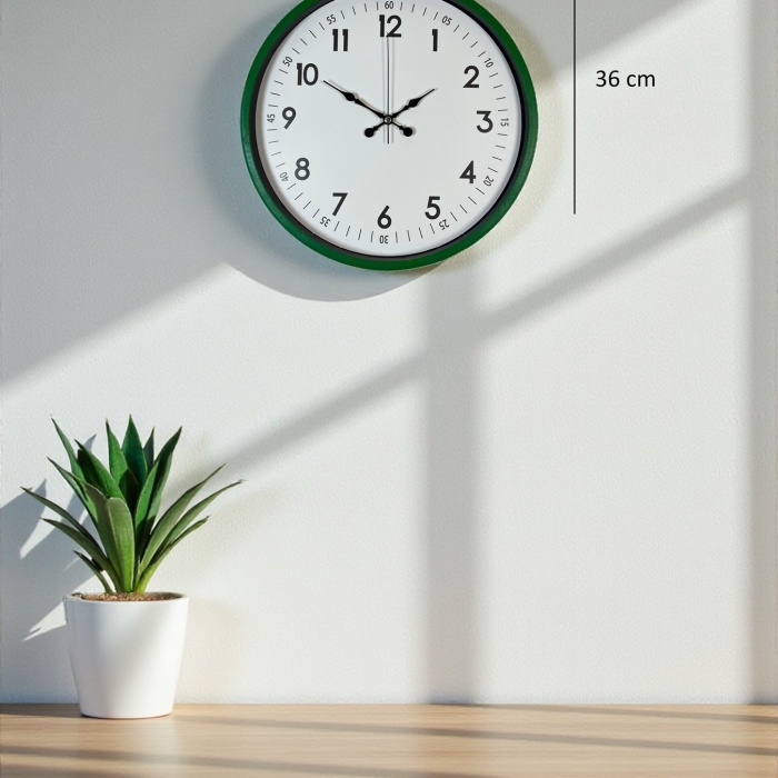 ® Yeni Ürün 36 Cm Yeşil Dekoratif Duvar Saati