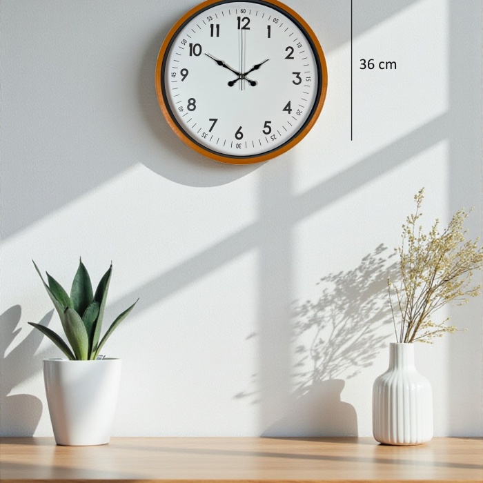 ® Yeni Ürün 36 Cm Turuncu Dekoratif Duvar Saati