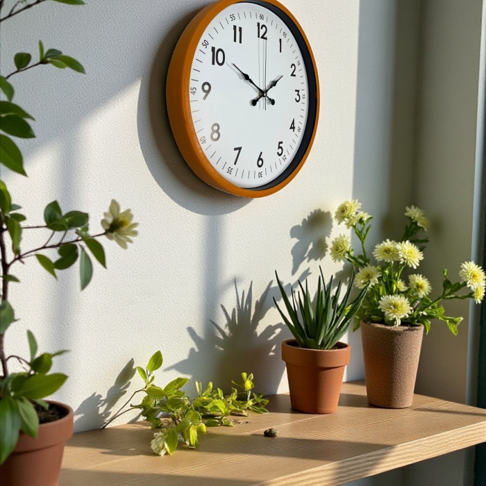 ® Yeni Ürün 36 Cm Turuncu Dekoratif Duvar Saati