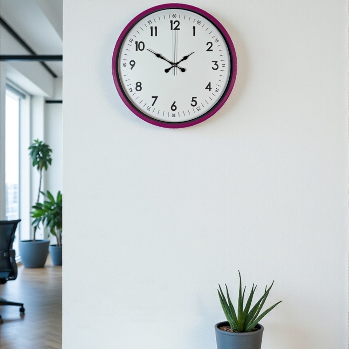 ® Yeni Ürün 36 Cm Pembe Dekoratif Duvar Saati