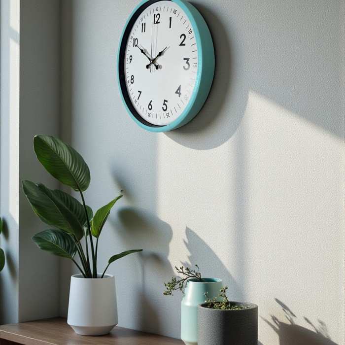 ® Yeni Ürün 36 Cm Turkuaz Dekoratif Duvar Saati