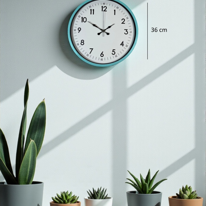 ® Yeni Ürün 36 Cm Turkuaz Dekoratif Duvar Saati