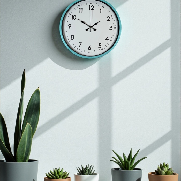 ® Yeni Ürün 36 Cm Turkuaz Dekoratif Duvar Saati